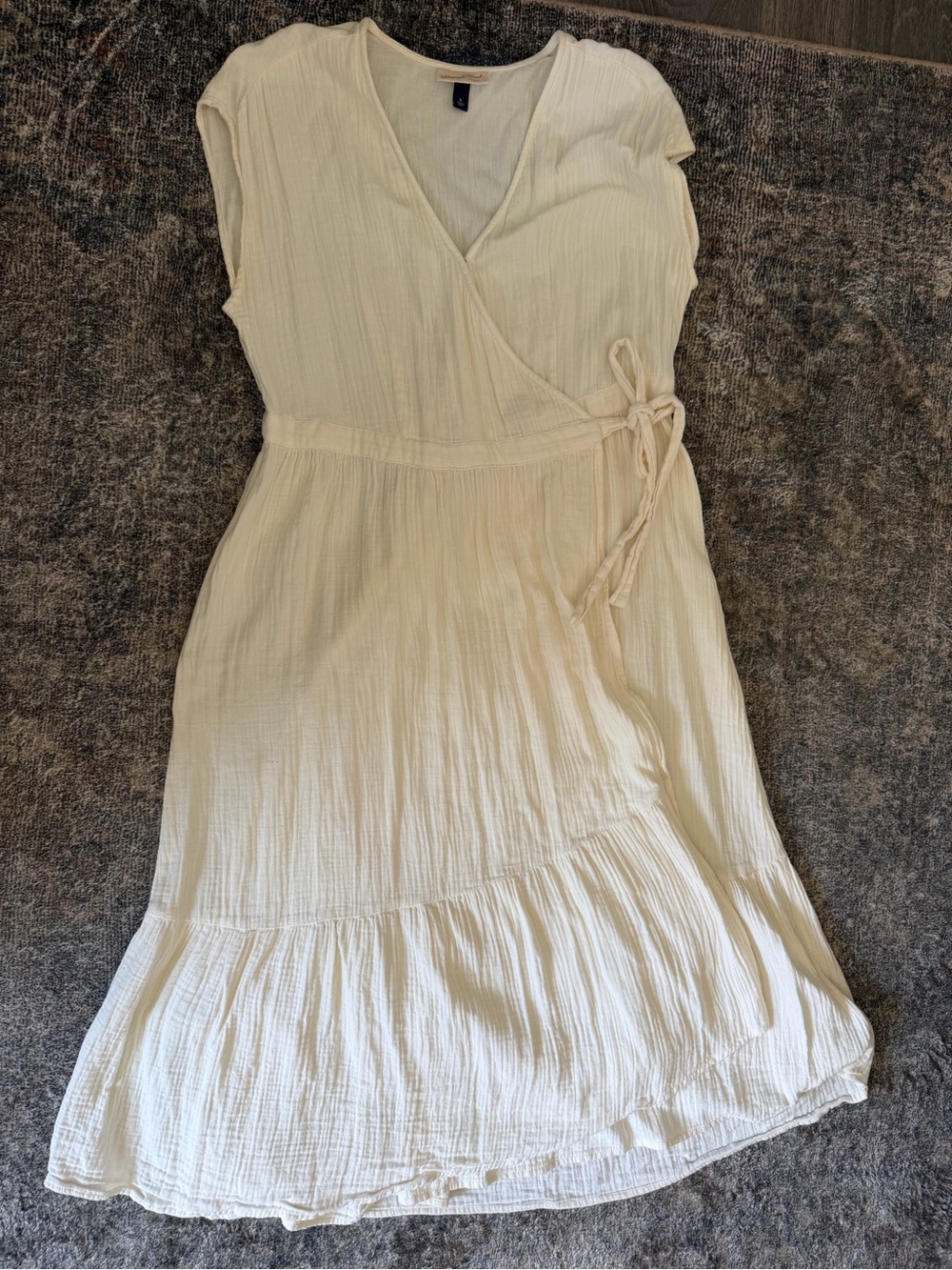 Universal Thread Cream Wrap Maxi Dress with Tie Waist